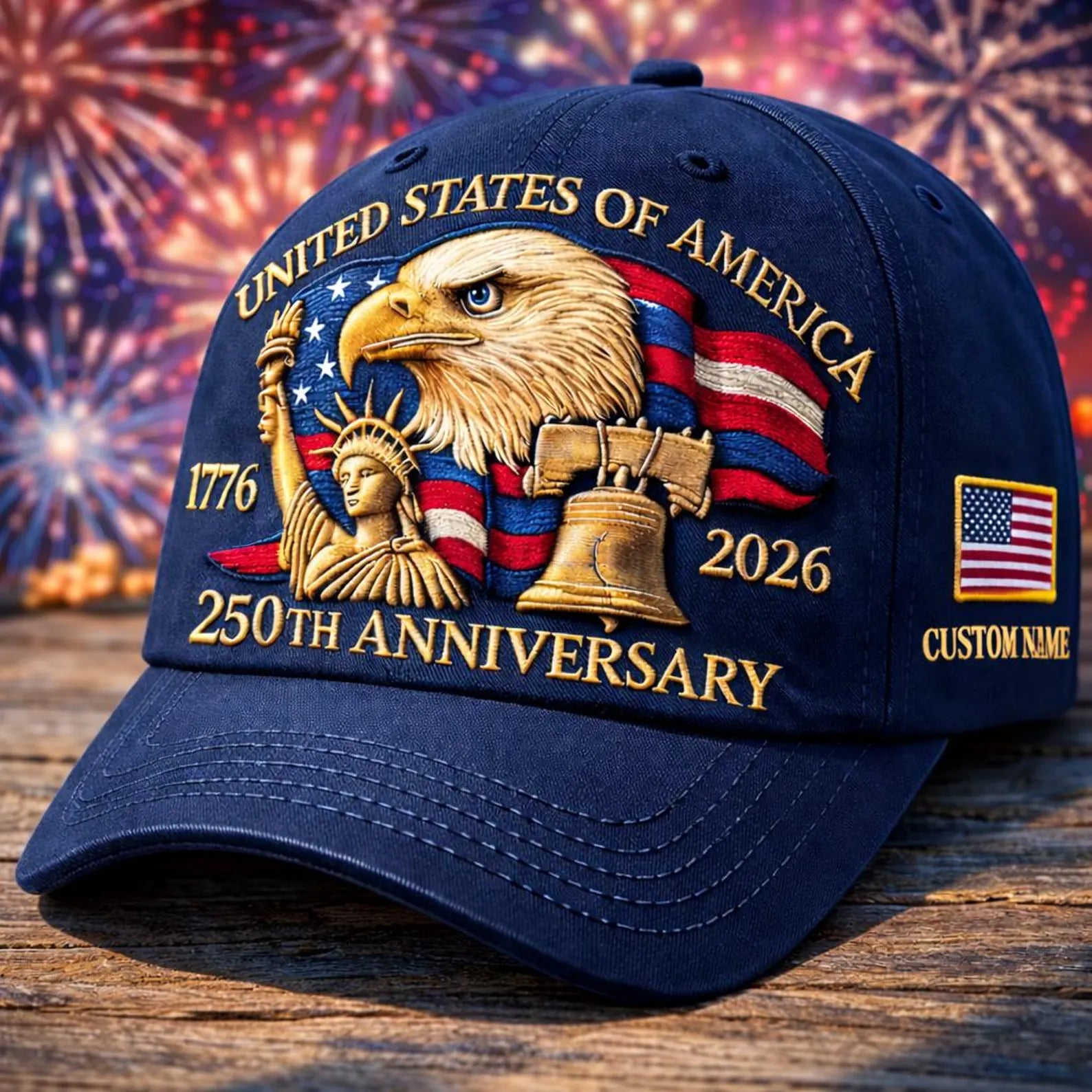 Cowgic Personalized America’s 250th Anniversary, Eagle 1776–2026 Custom Embroidered Cap