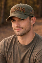 DD-214 Hat Vintage Washed Green Cap Military Veteran Gift USA Flag Embroidered Dad Hat Army Navy Gift For Him