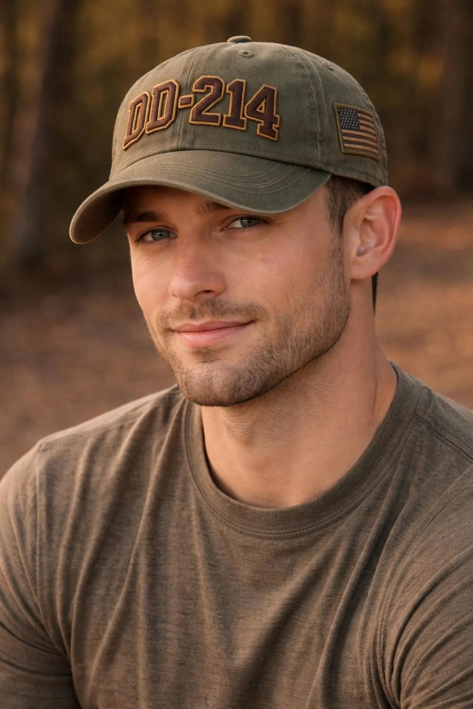 DD-214 Hat Vintage Washed Green Cap Military Veteran Gift USA Flag Embroidered Dad Hat Army Navy Gift For Him