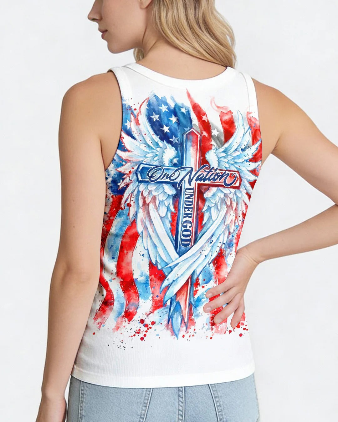 Cowgic Patriotic Angel Wings Cross Women's All Over Print Shirt