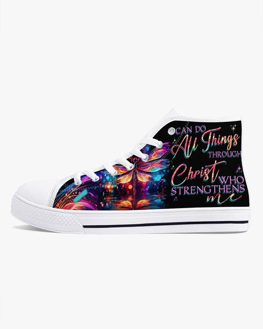 Cowgic I Can Do All Things Dragonflies High Top Canvas Shoes