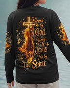 Cowgic Blessed By God Loved By Jesus Horse Women's All Over Print Shirt