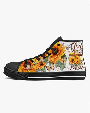Cowgic With God All Things Are Possible High Top Canvas Shoes