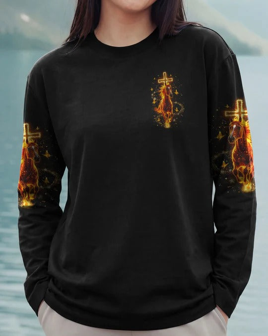 Cowgic Blessed By God Loved By Jesus Horse Women's All Over Print Shirt