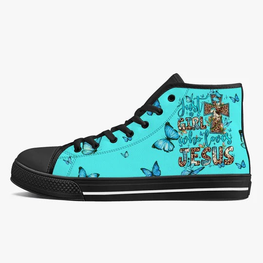 Cowgic Just A Girl Who Loves Jesus High Top Canvas Shoes
