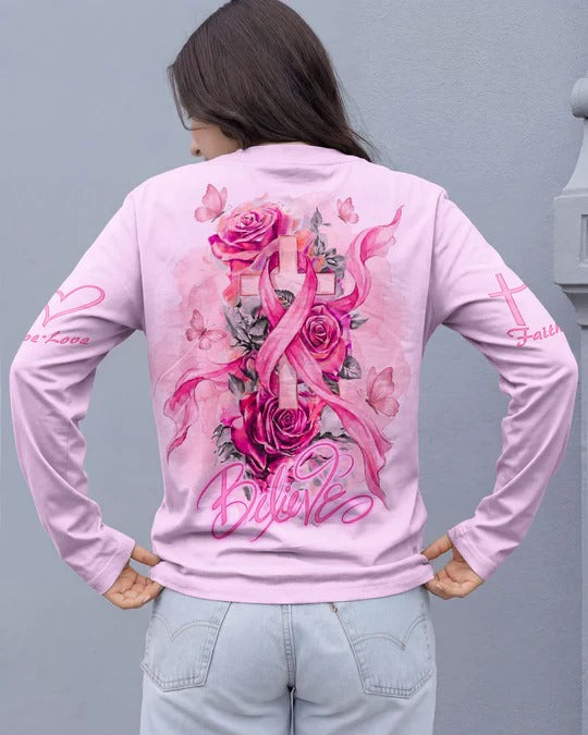 Cowgic Believe In Pink Ribbon Faith All Over Print