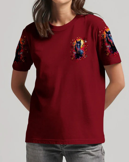 Cowgic Blessed By God Loved By Jesus Horse Women's All Over Print Shirt