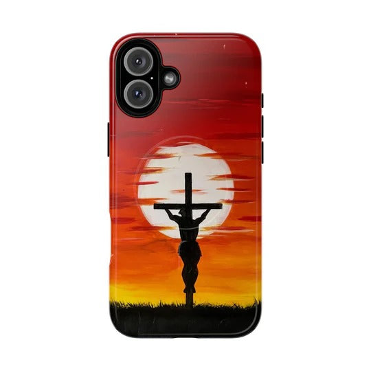 Cowgic Sunset Behind Jesus On The Cross Magnetic Phone Case