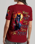 Cowgic Blessed By God Loved By Jesus Horse Women's All Over Print Shirt