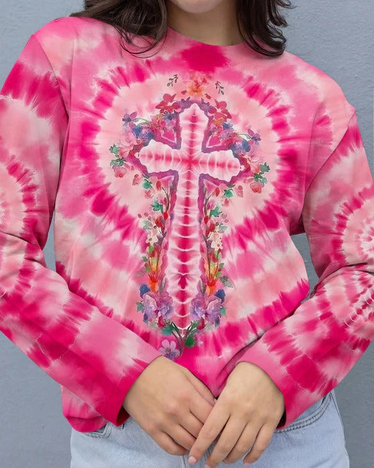 Cowgic Pink Swirl Cross Flowers Women's All Over Print Shirt