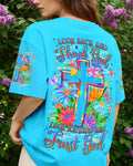 Cowgic Look Back And Thank God Cross Flowers All Over Print Shirt