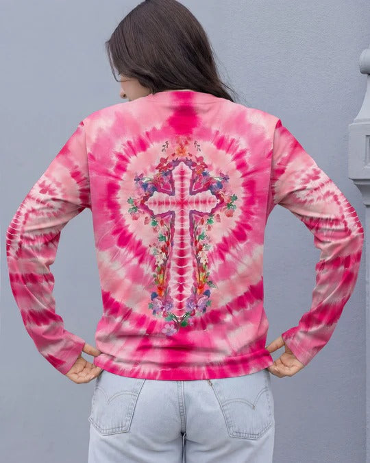Cowgic Pink Swirl Cross Flowers Women's All Over Print Shirt