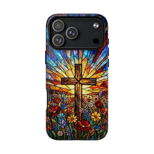 Cowgic Radiant Cross And Vibrant Flower Field Magnetic Phone Case