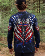 Cowgic One Nation Under God Cross Wings Men's All Over Print Shirt
