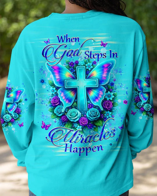 Cowgic When God Steps In Miracles Happen Women's All Over Print Shirt