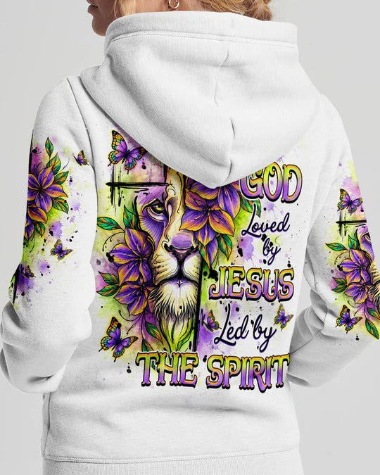 Cowgic Blessed By God Loved By Jesus Lion Flower All Over Print Shirt