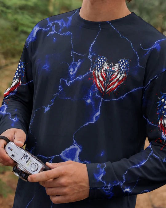Cowgic One Nation Under God Cross Wings Men's All Over Print Shirt