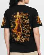 Cowgic Blessed By God Loved By Jesus Horse Women's All Over Print Shirt