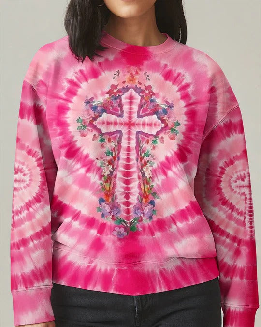 Cowgic Pink Swirl Cross Flowers Women's All Over Print Shirt