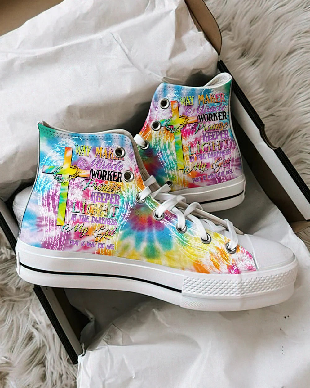 Cowgic Promise Keeper Light In The Darkness Tie Dye High Top Canvas Shoes