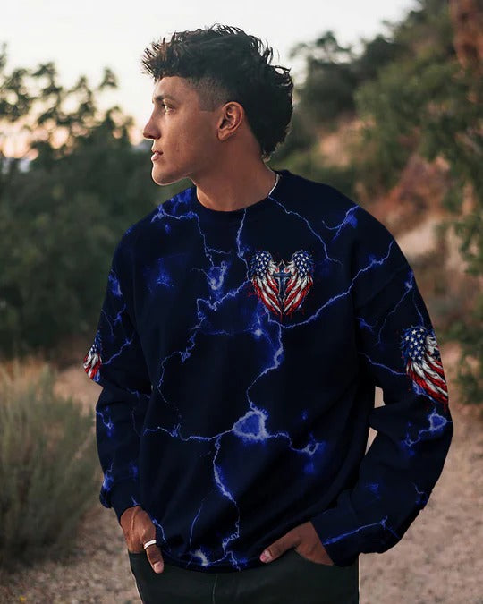 Cowgic One Nation Under God Cross Wings Men's All Over Print Shirt