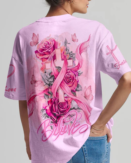 Cowgic Believe In Pink Ribbon Faith All Over Print