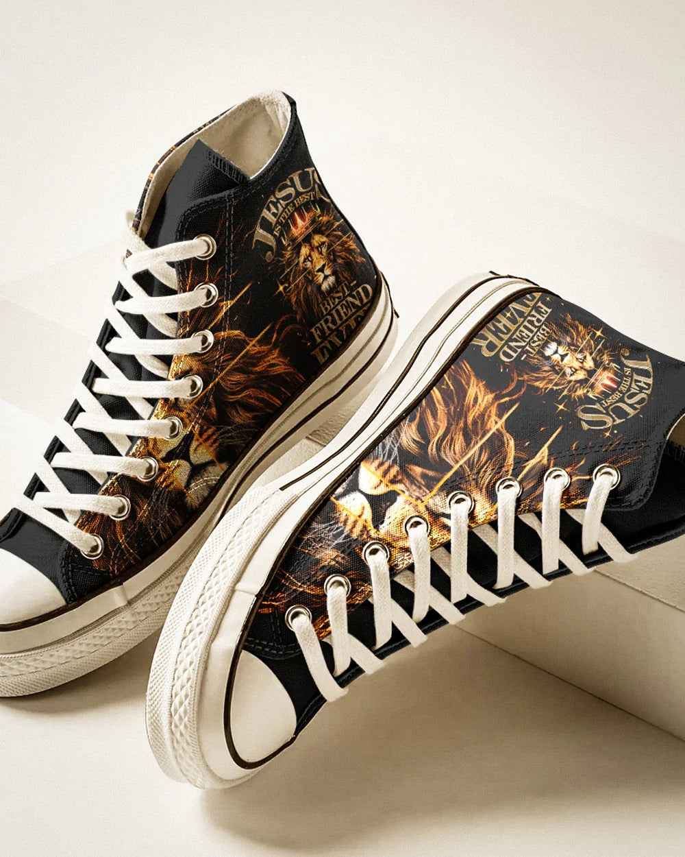 Cowgic Jesus Is The Best Lion High Top Canvas Shoes