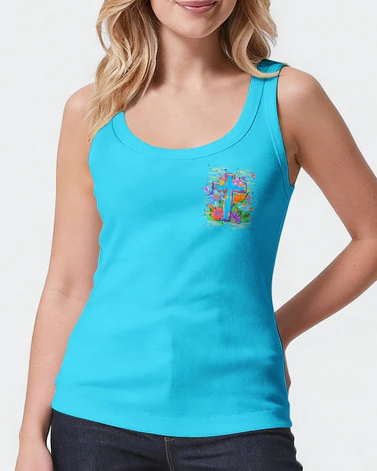 Cowgic Look Back And Thank God Cross Flowers All Over Print Shirt