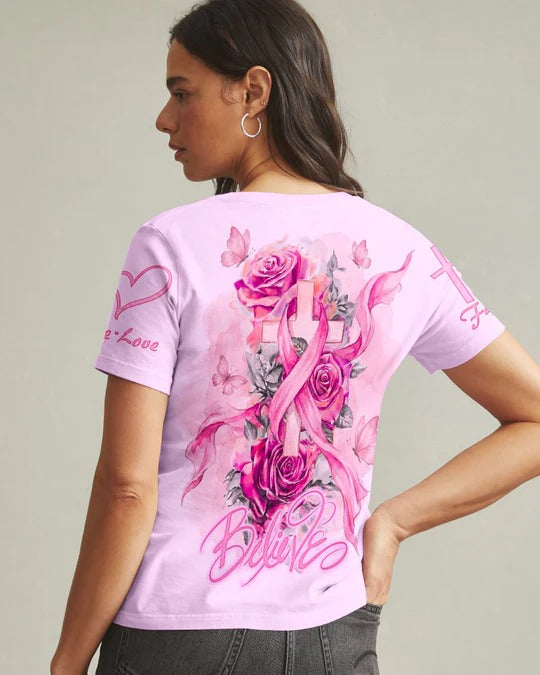 Cowgic Believe In Pink Ribbon Faith All Over Print