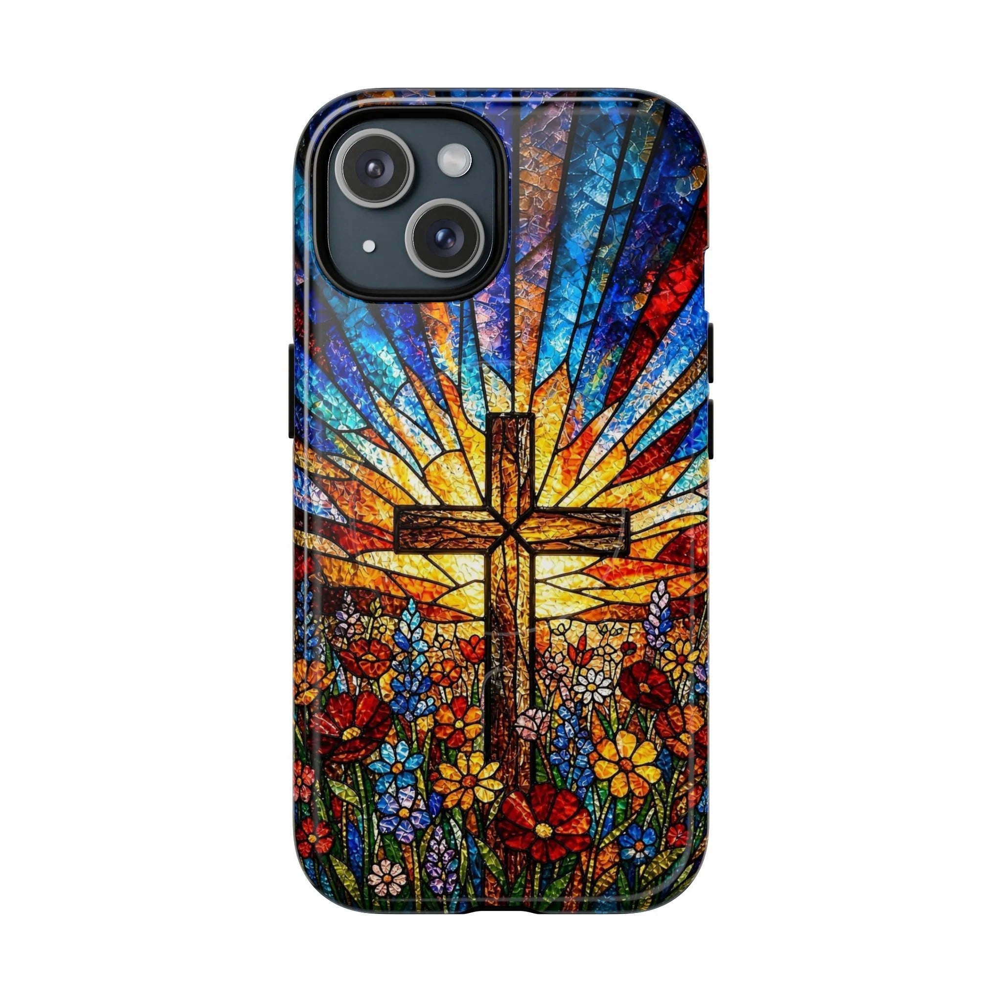 Cowgic Radiant Cross And Vibrant Flower Field Magnetic Phone Case