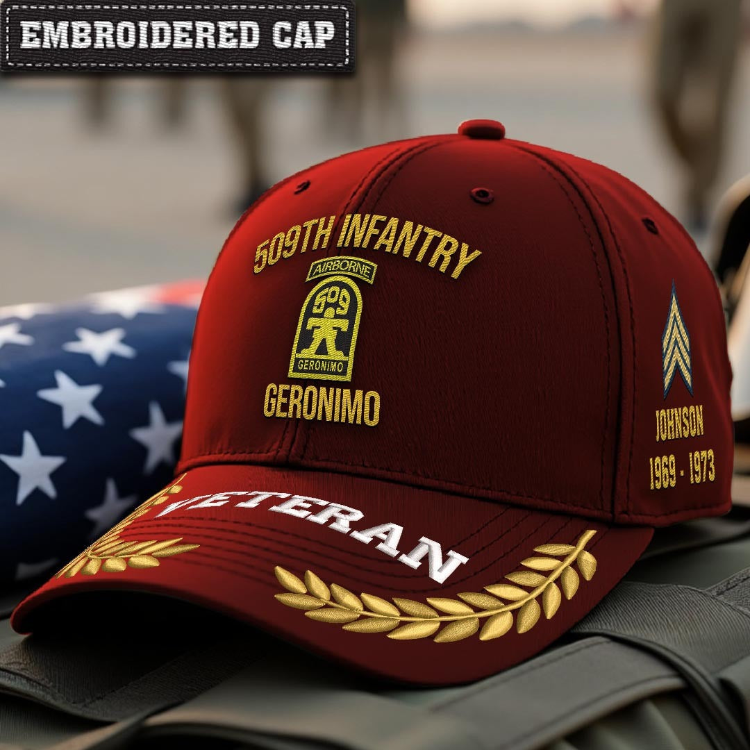 Cowgic U.S. Army 509th Infantry Regiment Embroidered Classic Structured Cap - Embroidered Cap for Veterans