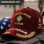 Cowgic U.S. Army 4th Infantry Division Embroidered Classic Structured Cap - Embroidered Cap for Veterans