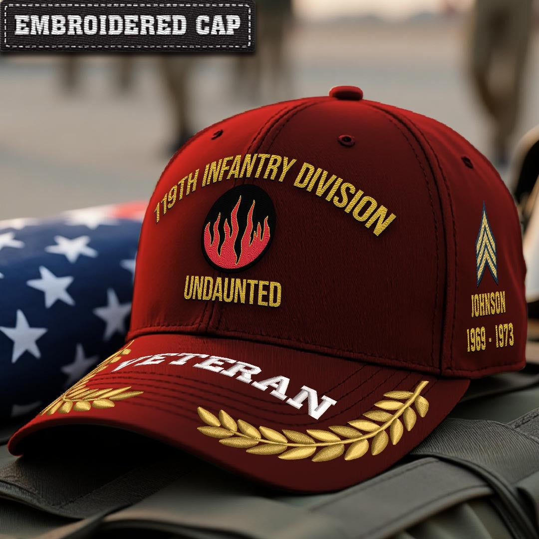 Cowgic U.S. Army 119th Infantry Division Embroidered Classic Structured Cap - Embroidered Cap for Veterans