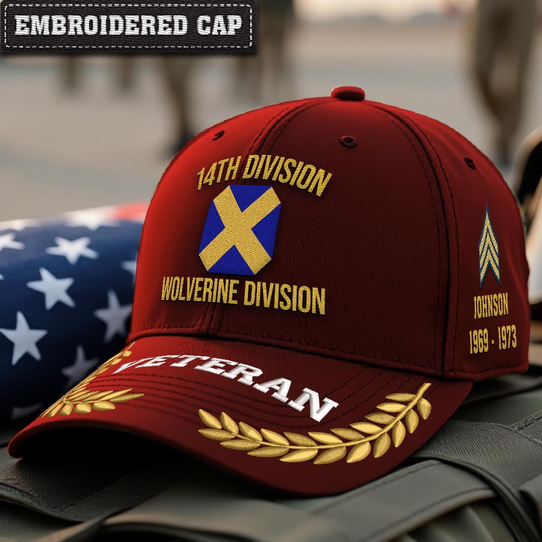Cowgic U.S. Army 14th Division (National Guard WWI) Embroidered Classic Structured Cap - Embroidered Cap for Veterans