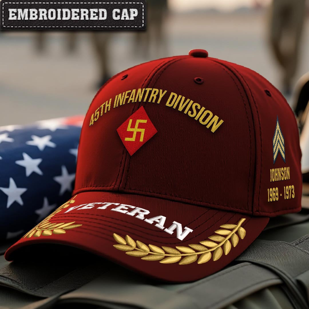 Cowgic U.S. Army 45th Infantry Division (Before the 1930s) Embroidered Classic Structured Cap - Embroidered Cap for Veterans