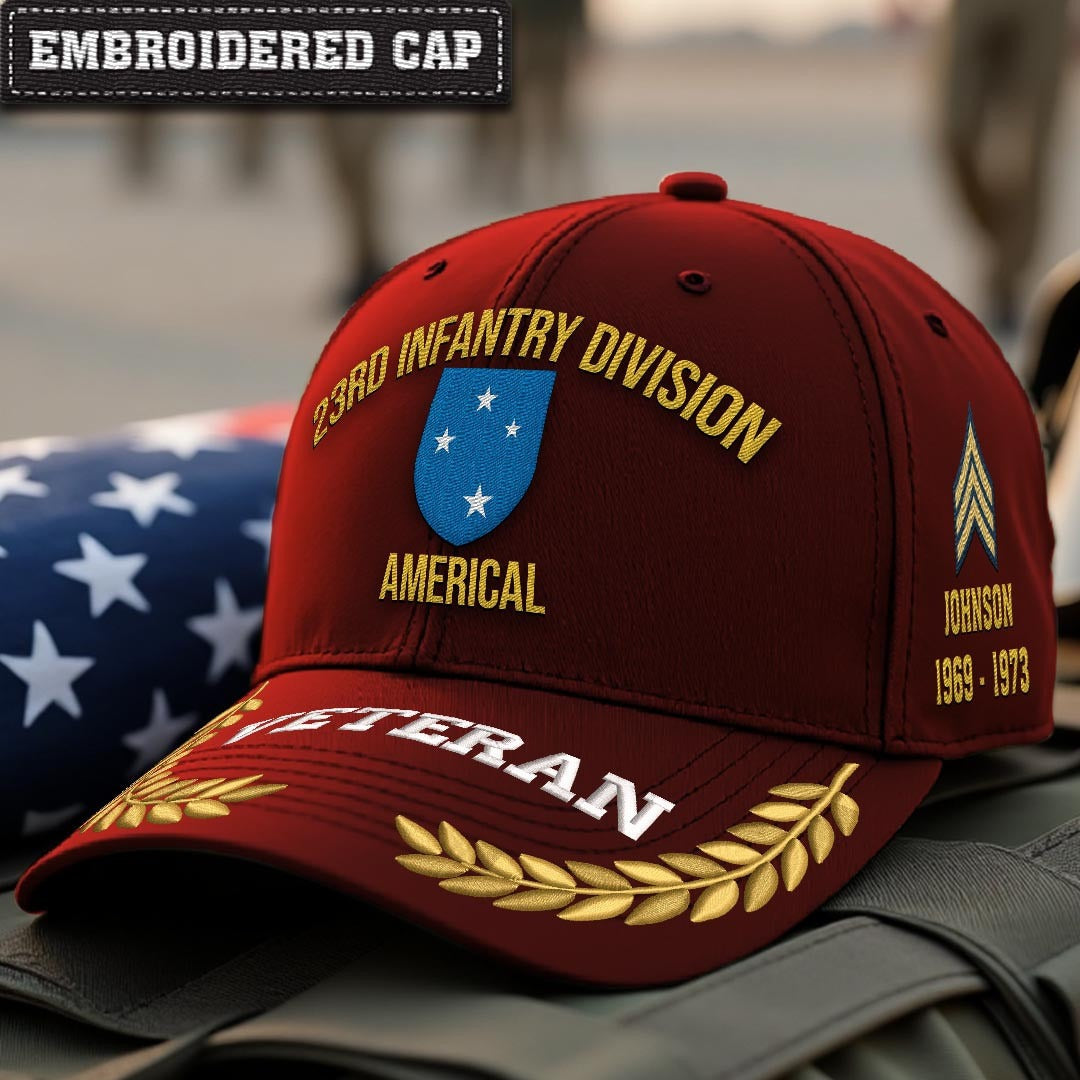 Cowgic U.S. Army 23rd Infantry Division Embroidered Classic Structured Cap - Embroidered Cap for Veterans