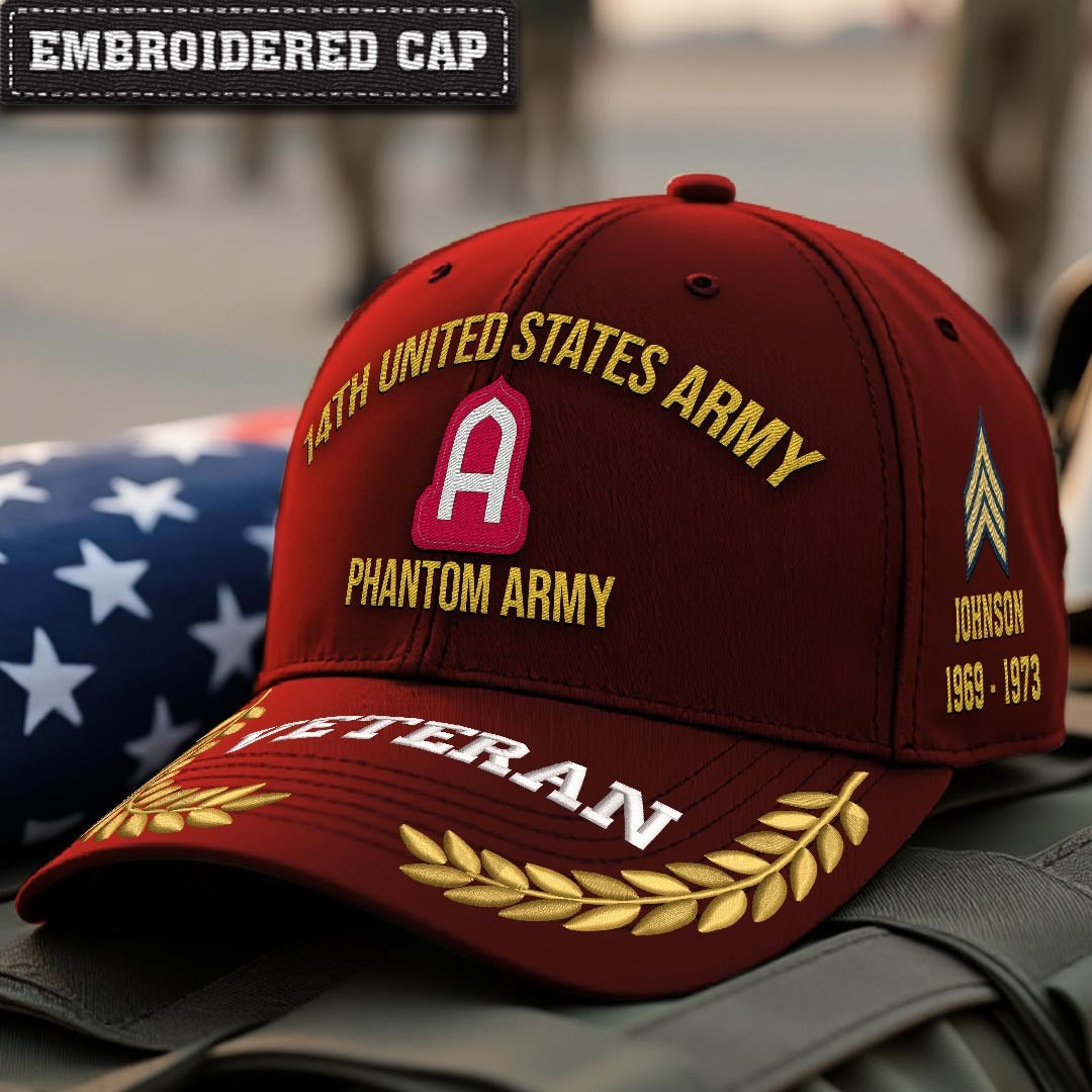 Cowgic U.S. Army 14th United States Army Embroidered Classic Structured Cap - Embroidered Cap for Veterans