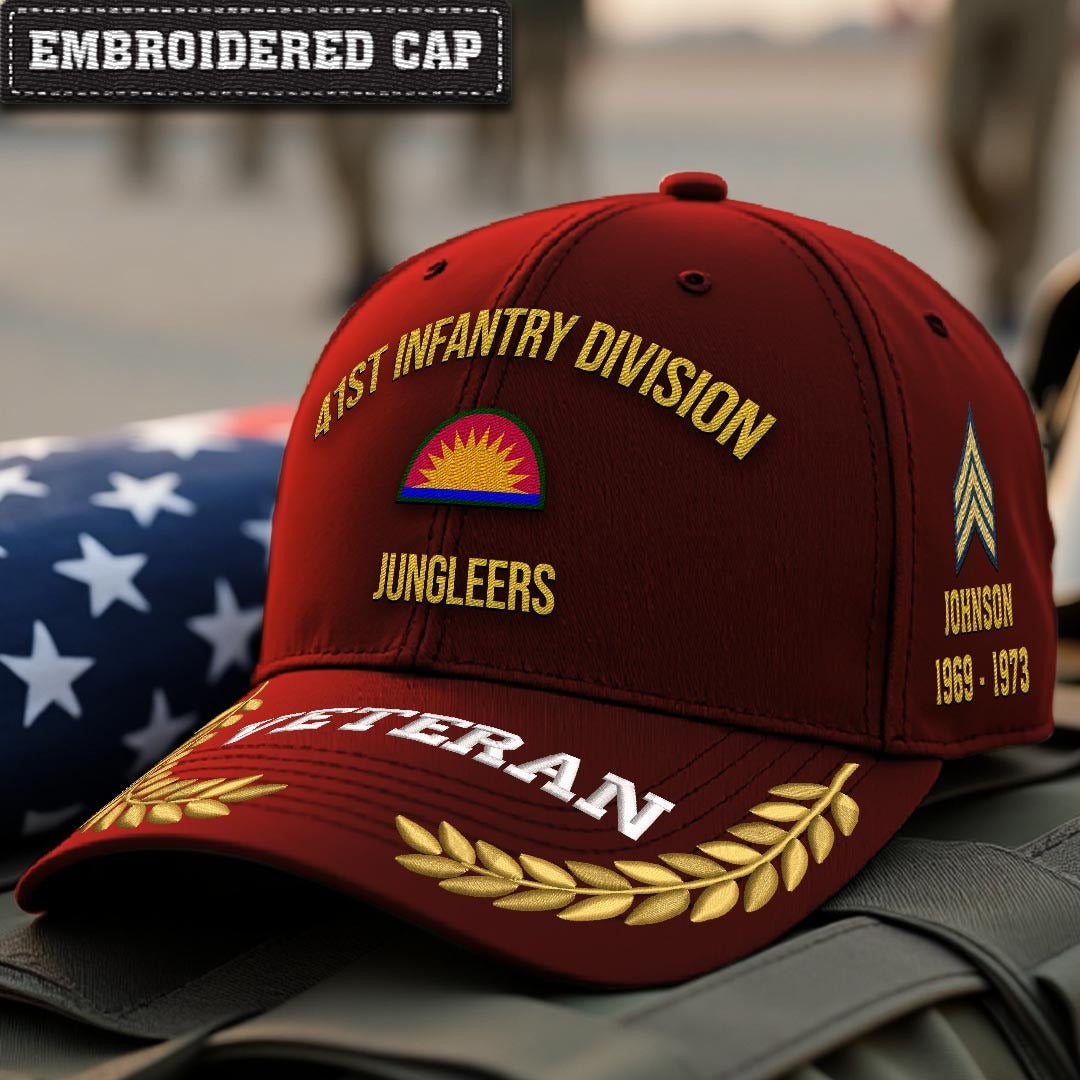 Cowgic U.S. Army 41st Infantry Division Embroidered Classic Structured Cap - Embroidered Cap for Veterans