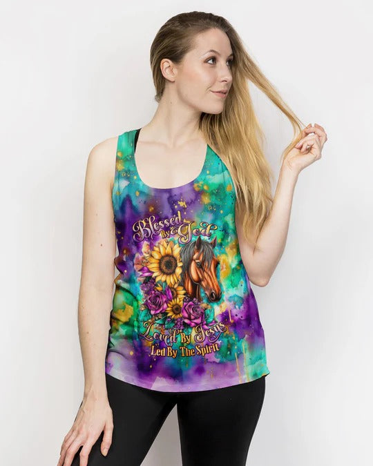 Cowgic Blessed By God Loved By Jesus Horse Women's All Over Print Shirt