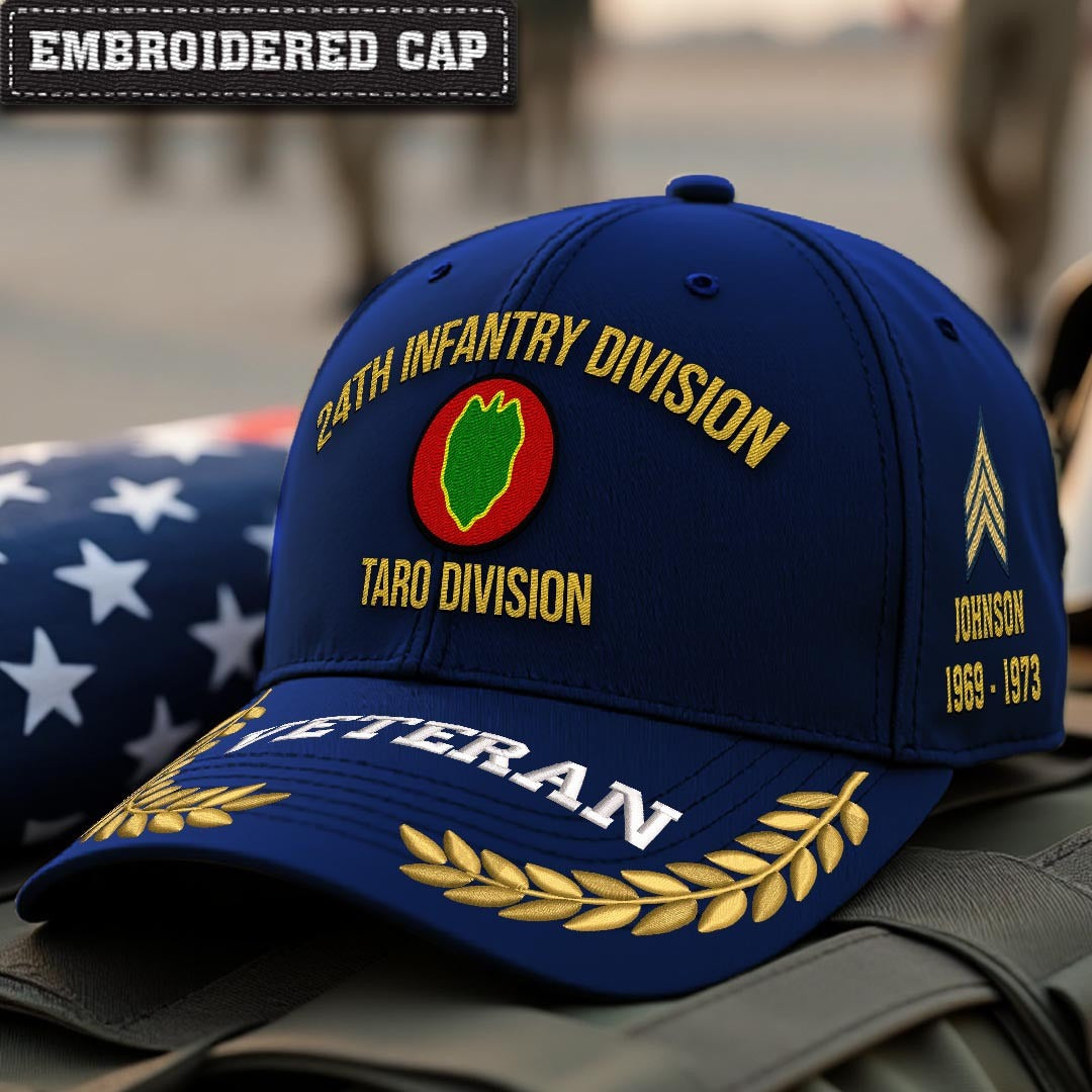Cowgic U.S. Army 24th Infantry Division Embroidered Classic Structured Cap - Embroidered Cap for Veterans