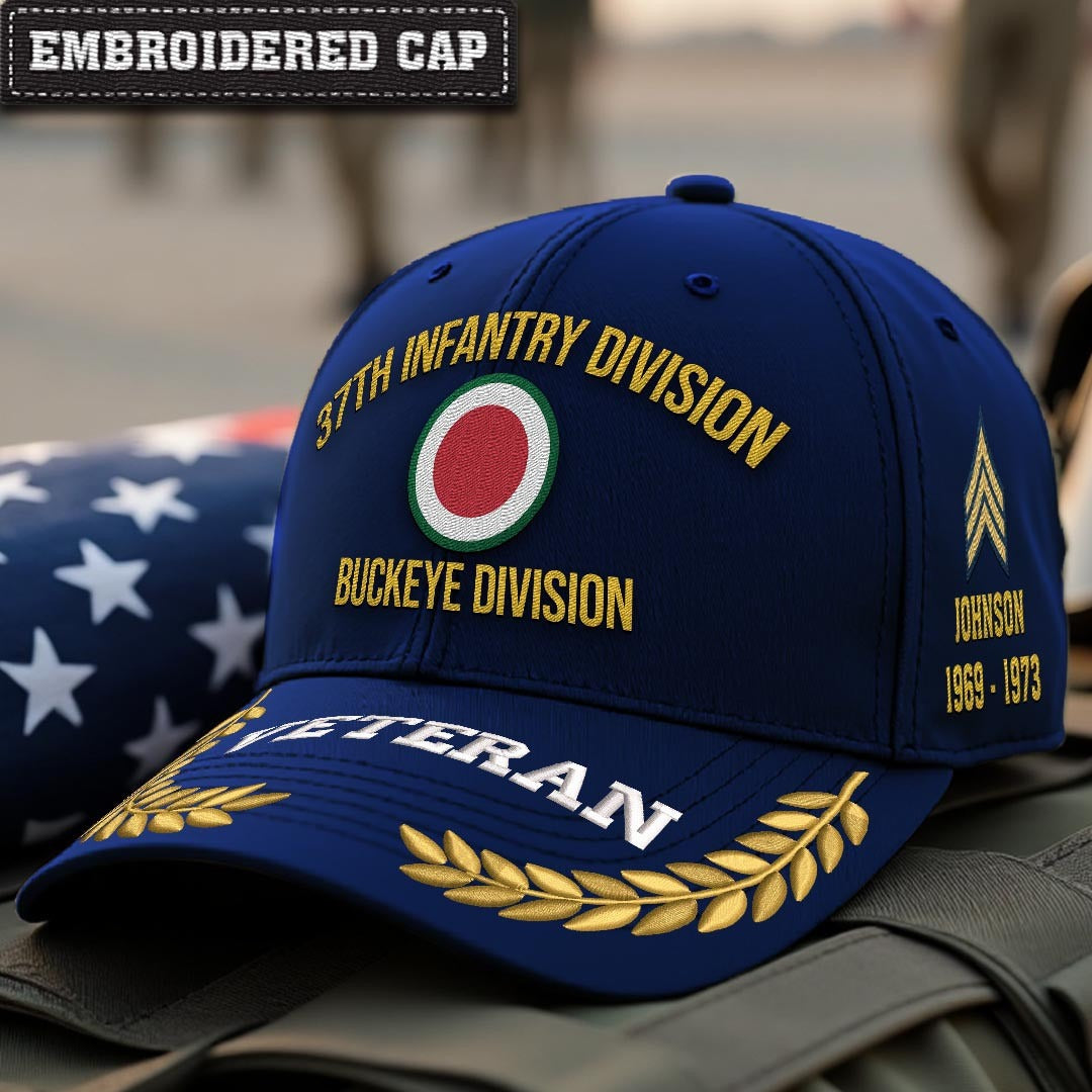 Cowgic U.S. Army 37th Infantry Division Embroidered Classic Structured Cap - Embroidered Cap for Veterans