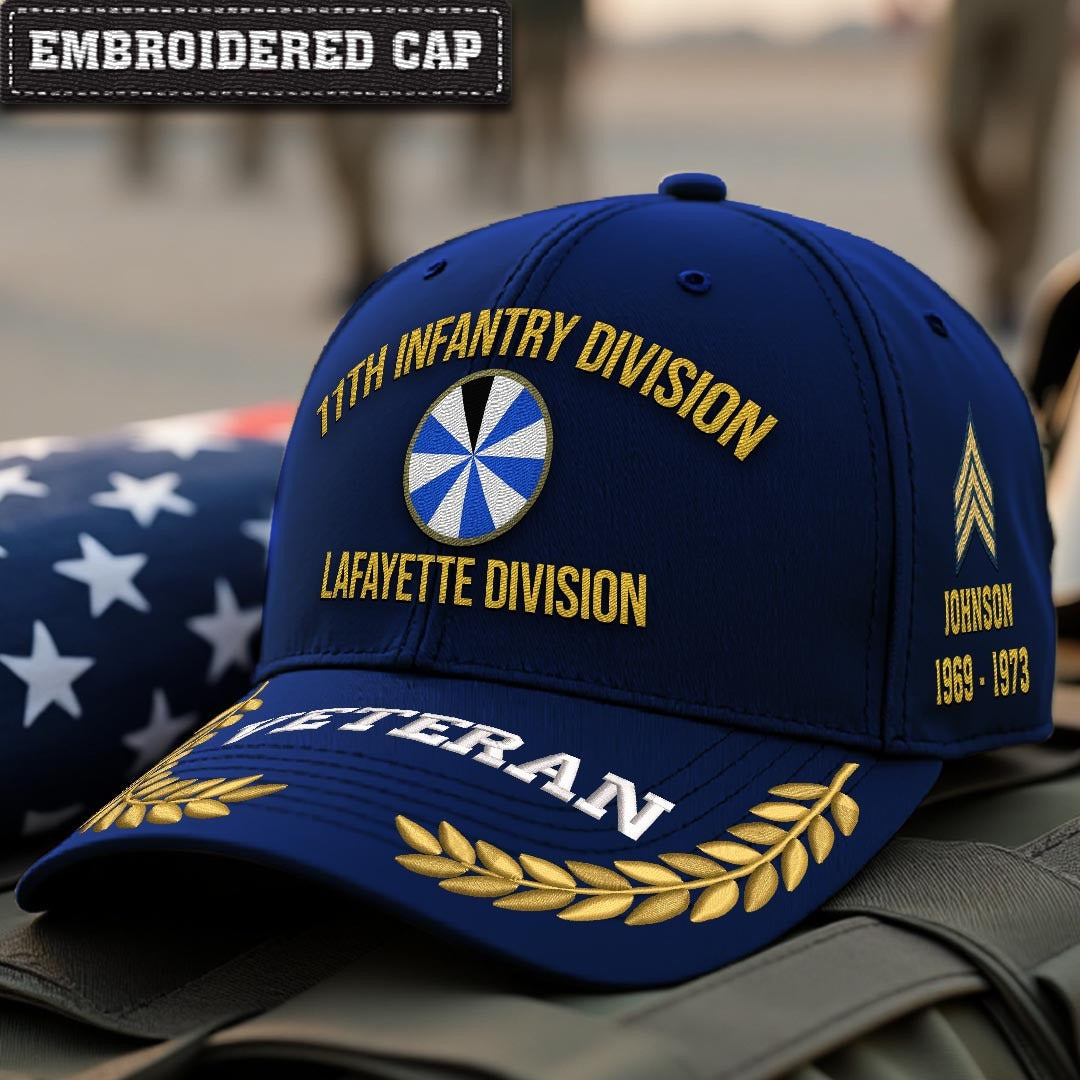 Cowgic U.S. Army 11th Infantry Division Embroidered Classic Structured Cap - Embroidered Cap for Veterans