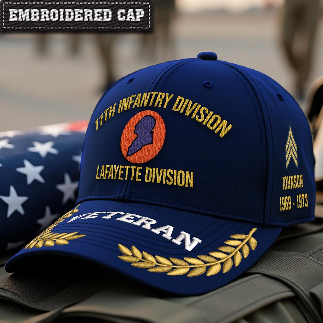 Cowgic U.S. Army 11th Infantry Division (1918-1919) Embroidered Classic Structured Cap - Embroidered Cap for Veterans