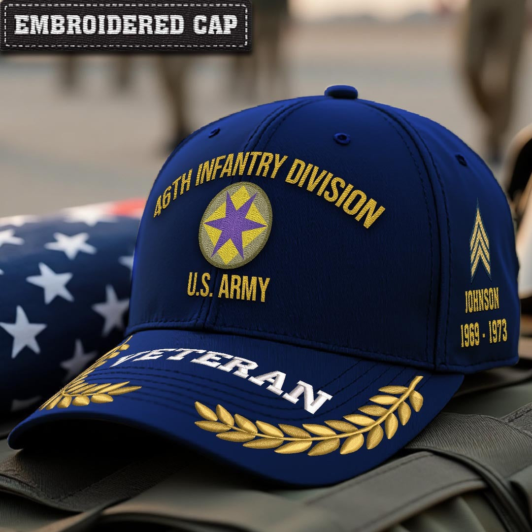 Cowgic U.S. Army 46th Infantry Division (WWII Ghost Division) Embroidered Classic Structured Cap - Embroidered Cap for Veterans