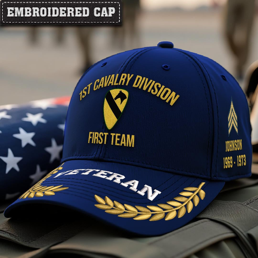 Cowgic U.S. Army 1st Cavalry Division Embroidered Classic Structured Cap - Embroidered Cap for Veterans
