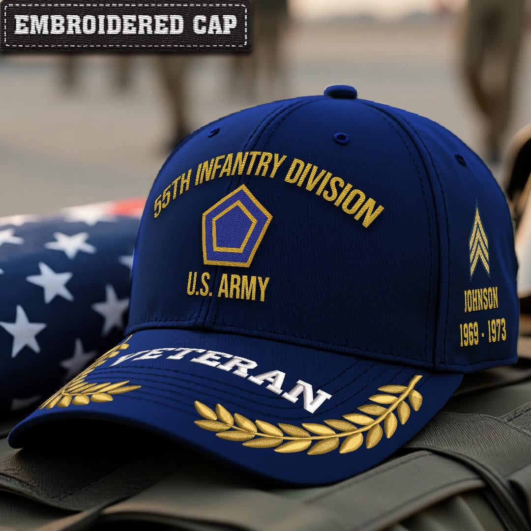 Cowgic U.S. Army 55th Infantry Division Embroidered Classic Structured Cap - Embroidered Cap for Veterans