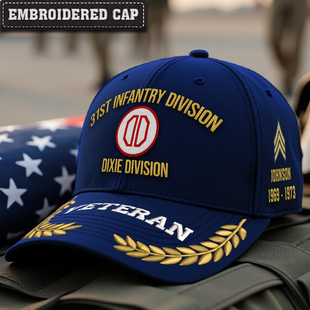 Cowgic U.S. Army 31st Infantry Division Embroidered Classic Structured Cap - Embroidered Cap for Veterans