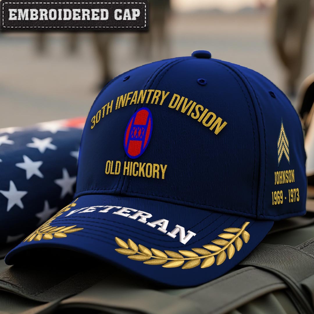 Cowgic U.S. Army 30th Infantry Division Embroidered Classic Structured Cap - Embroidered Cap for Veterans