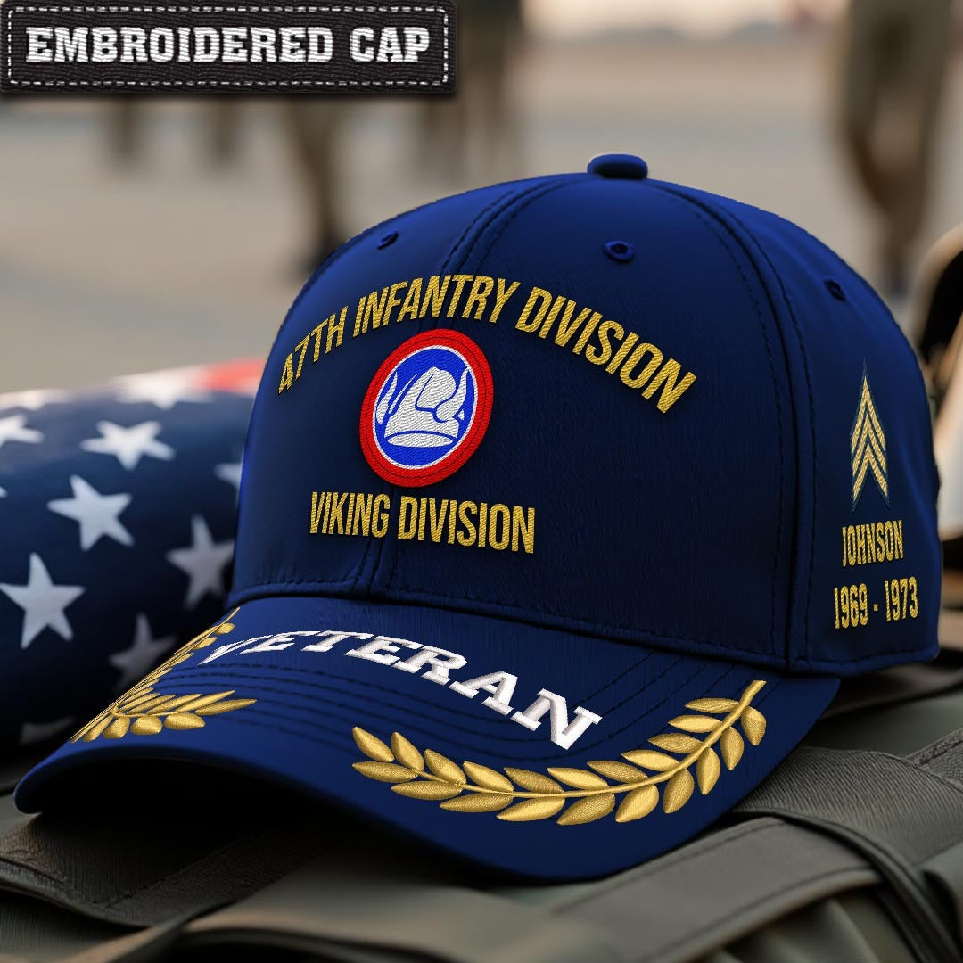 Cowgic U.S. Army 47th Infantry Division Embroidered Classic Structured Cap - Embroidered Cap for Veterans