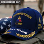 Cowgic U.S. Army 19th Armored Division Embroidered Classic Structured Cap - Embroidered Cap for Veterans